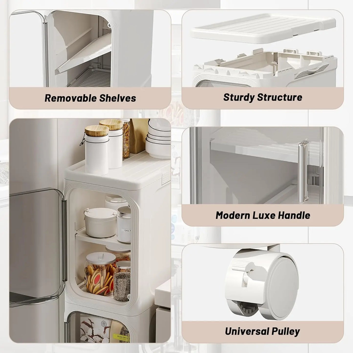 Slim Plastic Storage Cabinet On Wheels With Transparent Doors