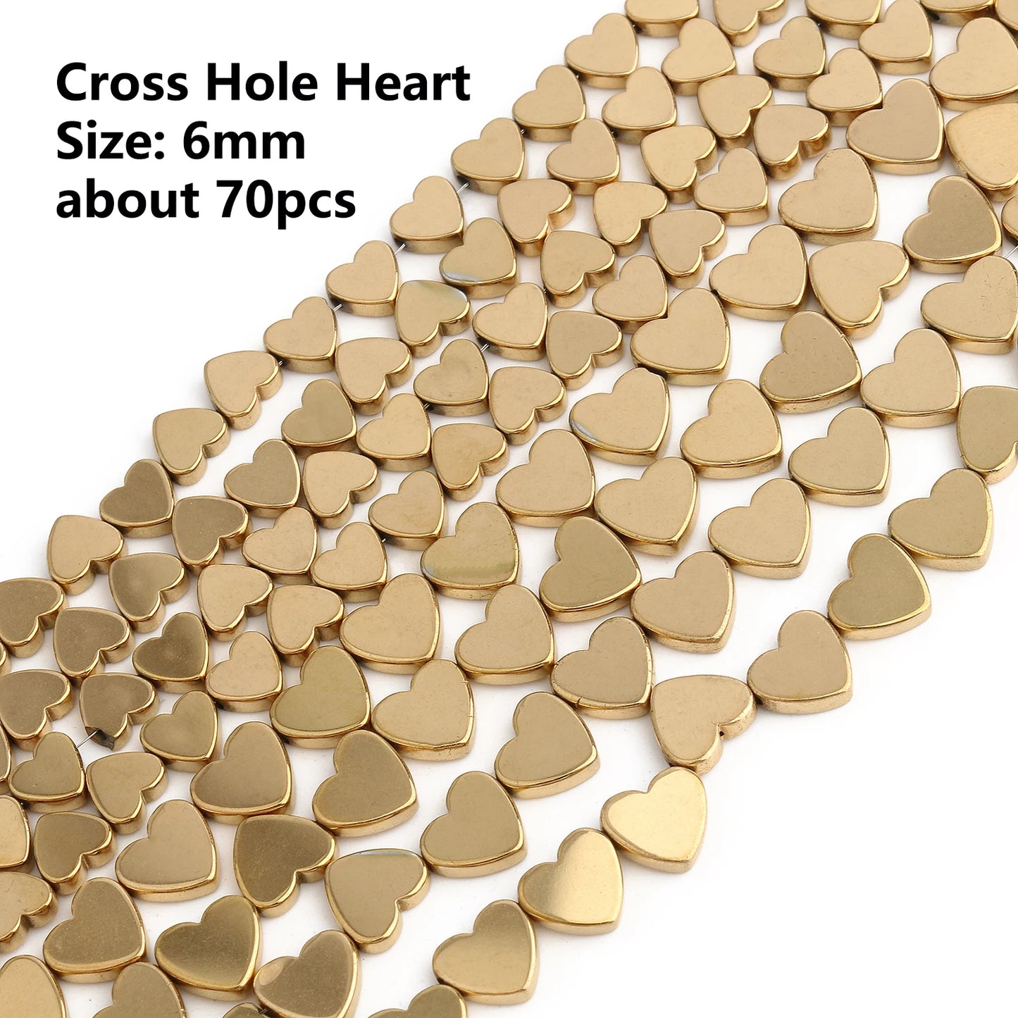 Color Retention Real Gold Plated Hematite Bead Irregular Heart Cube Rondelle Spacer Beads For Jewelry Making Diy Bracelet 15inch