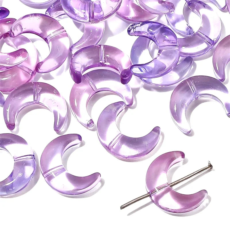 10pcs 15x12mm Crystal Glass Moon Charm Beads Fit for 8mm Beads for Necklace Bracelet Earring DIY Jewelry Making Supply