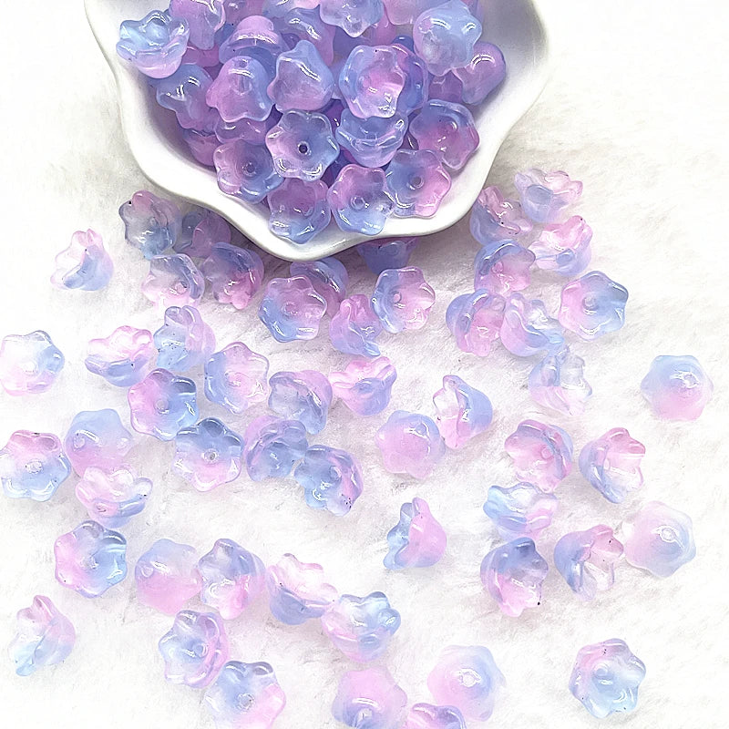 New 20pcs/lot 7X12mm Colorful Bellflower Lampwork Beads Caps Glass Spacer Beads for Jewelry Making DIY Bracelets Hairpin