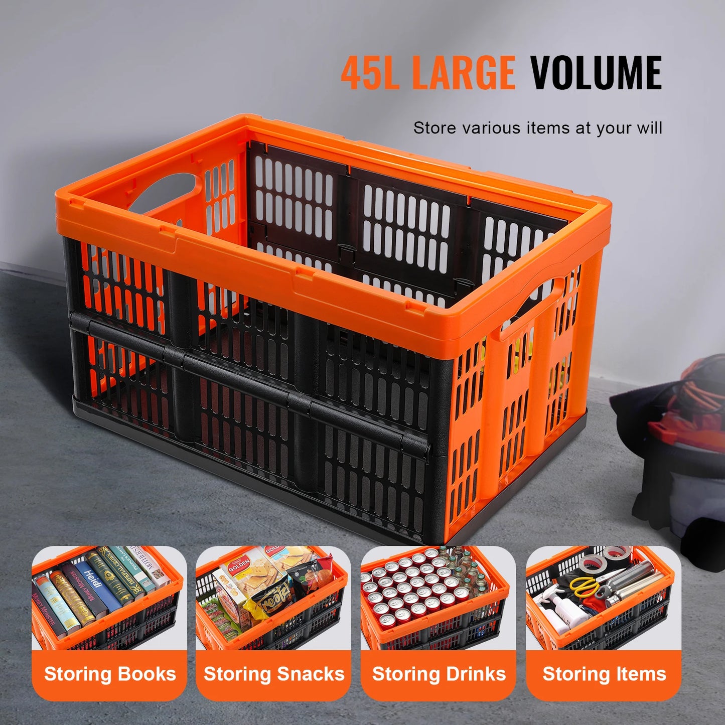 SucceBuy Collapsible Storage Baskets With Handles Stackable