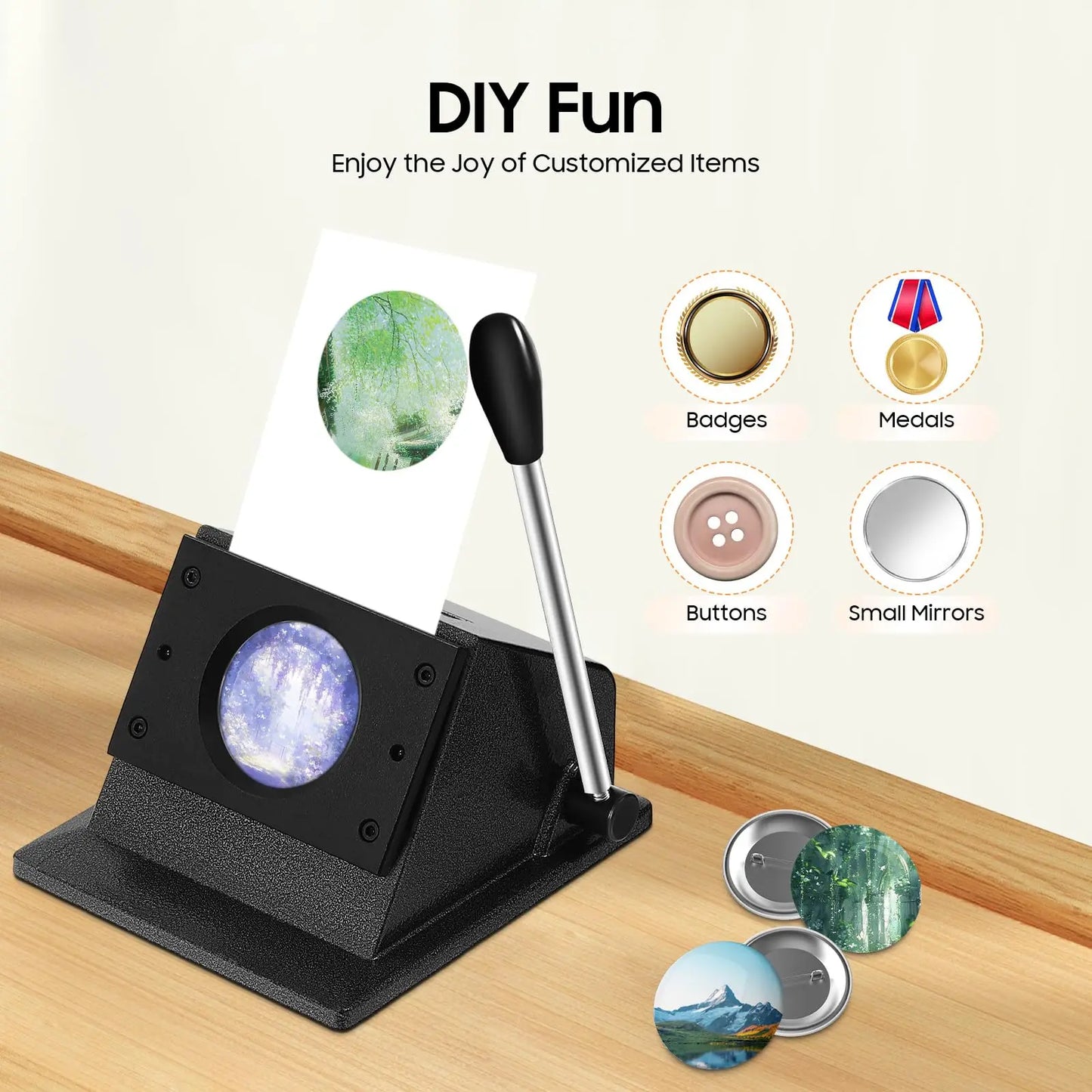 Card Maker Round Punch Die Cutter Graphic 1PC New Manual 58mm Badge Maker Hand Tool Rust-resistant for Cutting Films/Leather