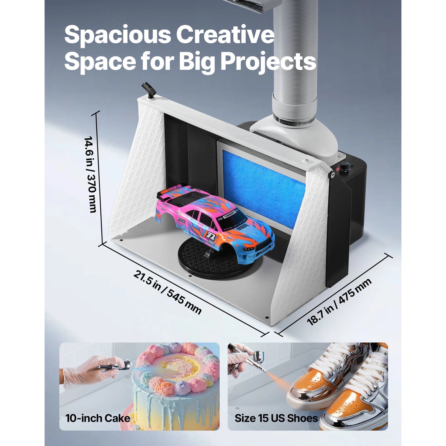 SucceBuy Airbrush Spray Booth With Dual Fans And 3 LED Lights And Exhaust Hose