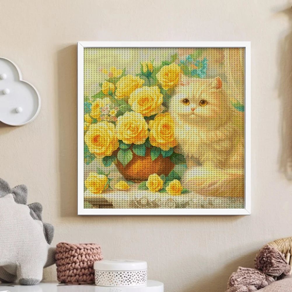 Premium Cross Stitch Embroidery Kit Floral Pattern For DIY Decor