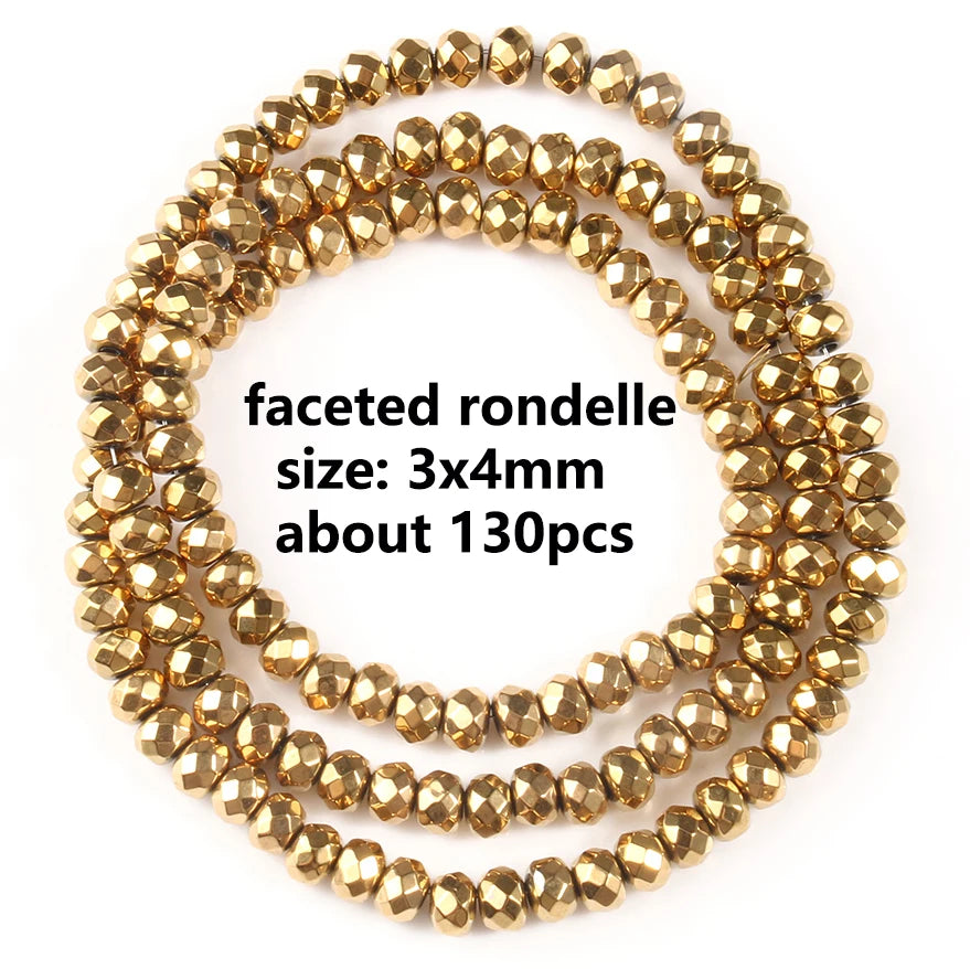 Color Retention Real Gold Plated Hematite Bead Irregular Heart Cube Rondelle Spacer Beads For Jewelry Making Diy Bracelet 15inch