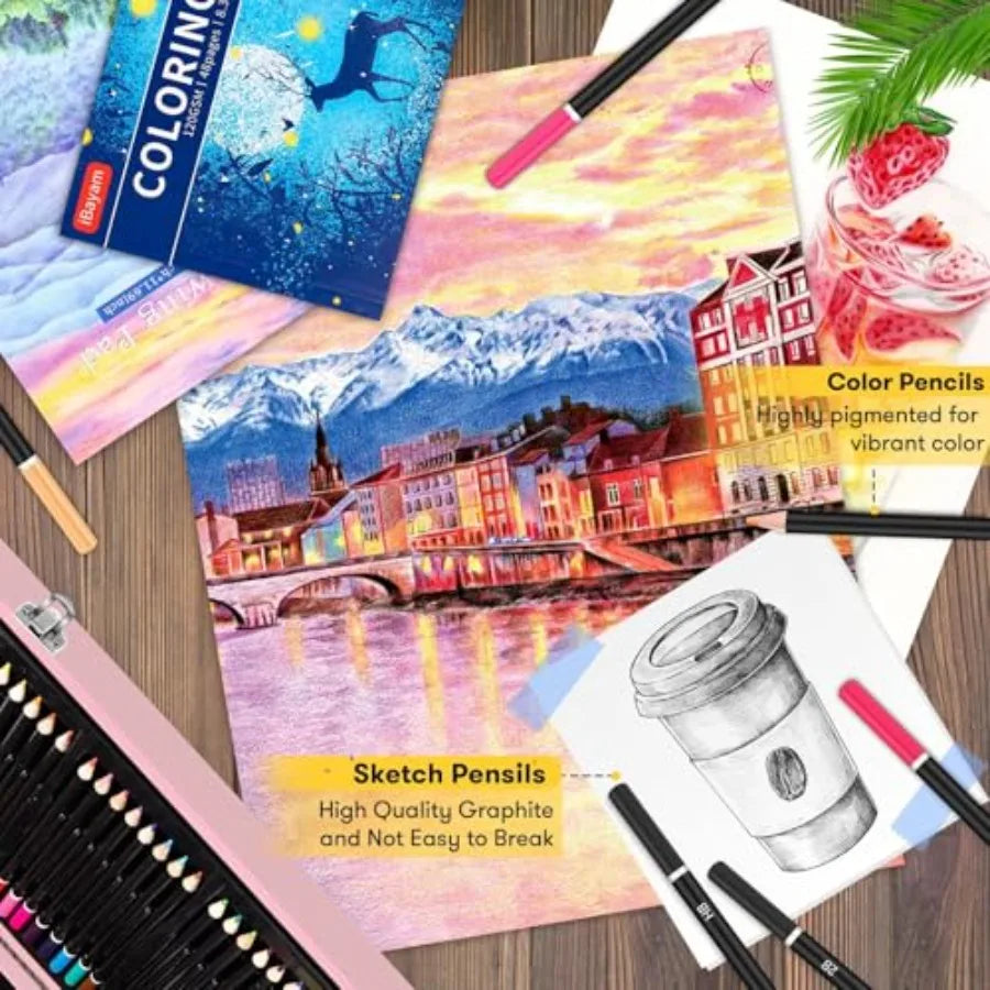 Teen Girls Art Set 150-Piece With Sketch Pads Coloring Book