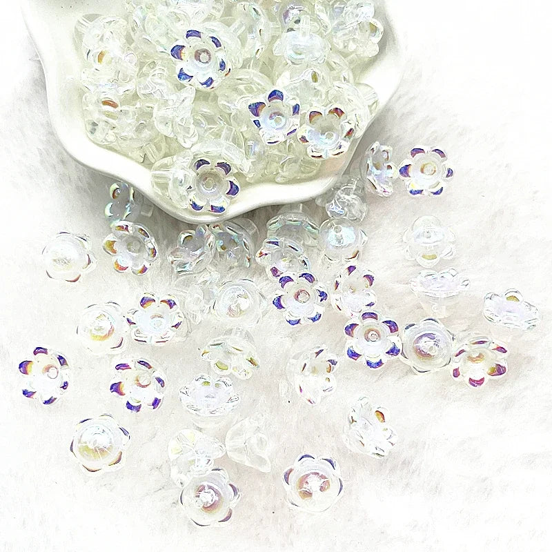 New 20pcs/lot 7X12mm Colorful Bellflower Lampwork Beads Caps Glass Spacer Beads for Jewelry Making DIY Bracelets Hairpin