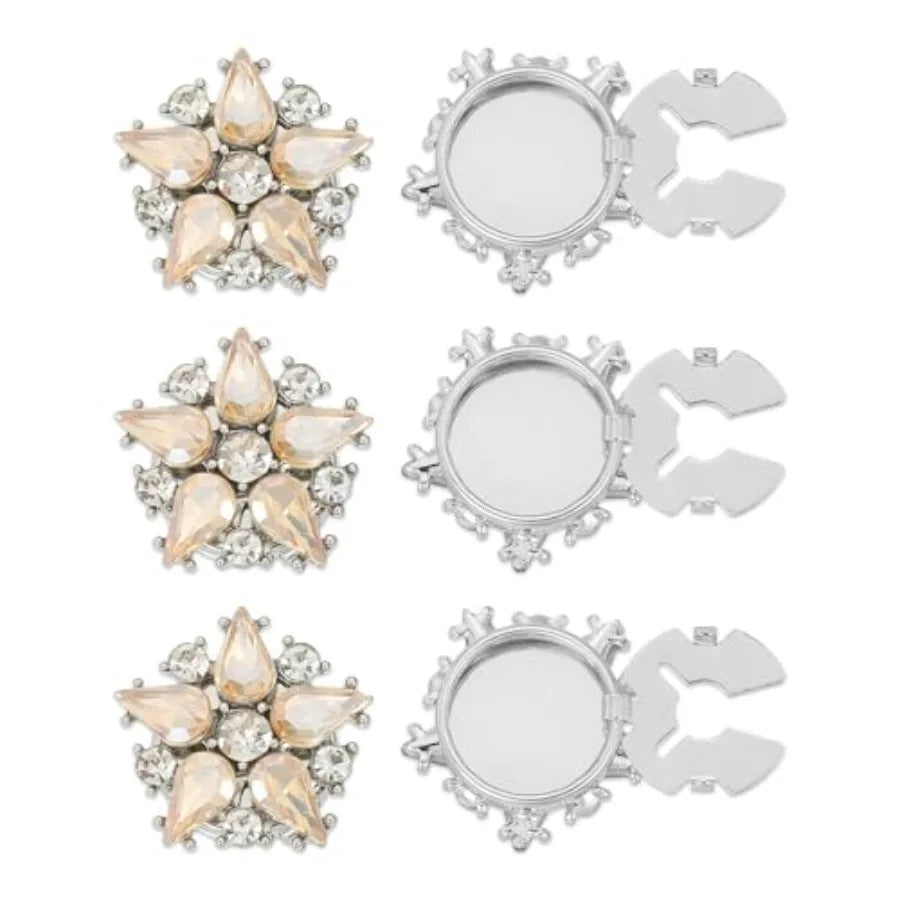 Rhinestone Button Cover Set, 6Pcs Star Flower Crystal Embellishments
