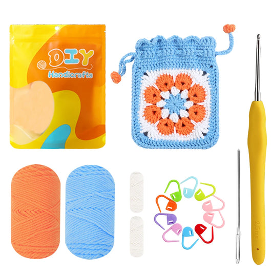 Crochet Starter Kit DIY Woven Material Bag With Tutorial Videos