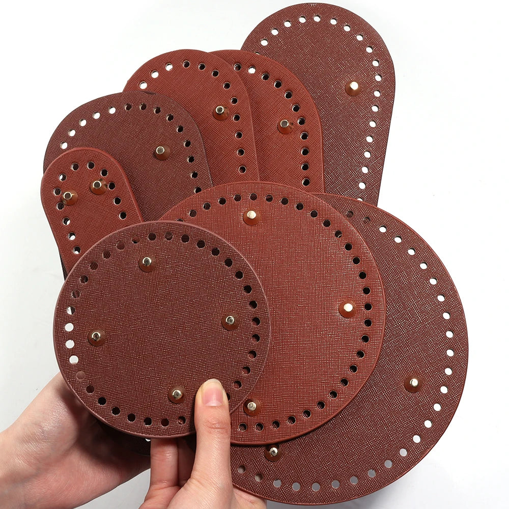 PU Leather Oval Round Bag Bottom for DIY Knitting Crochet