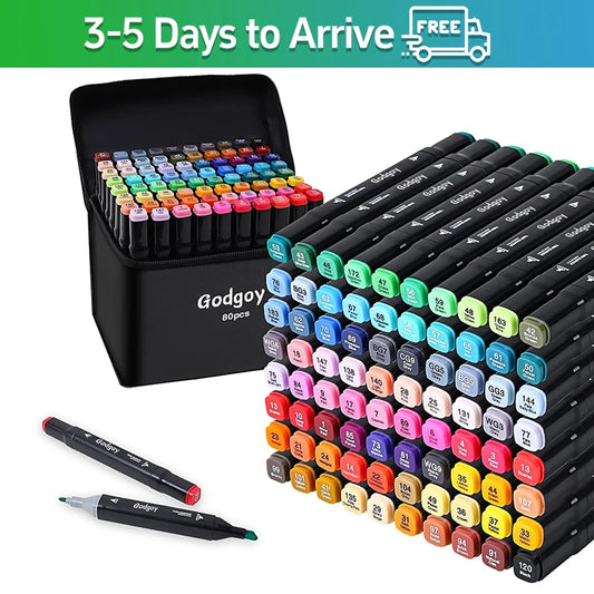 80 Color Permanent Sketch Markers Set For Art And Drawing