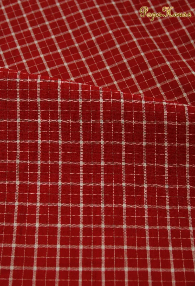 Vintage Linen Grid Striped Woven Cotton Fabric For Sewing Projects