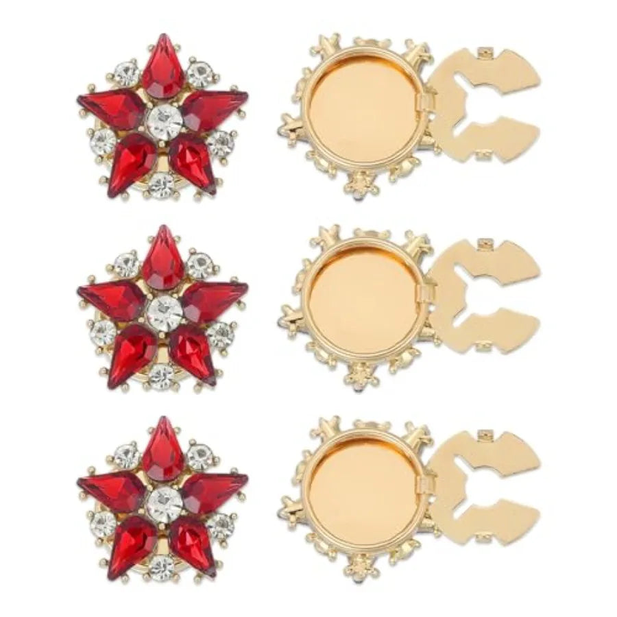 Rhinestone Button Cover Set, 6Pcs Star Flower Crystal Embellishments