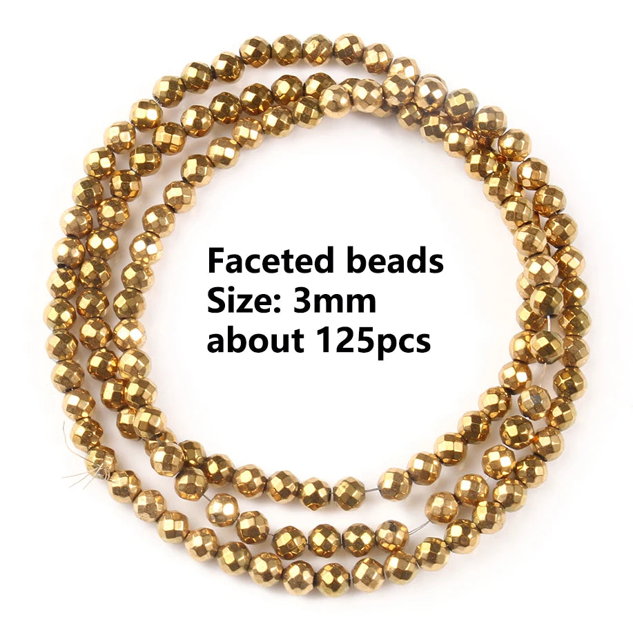 Color Retention Real Gold Plated Hematite Bead Irregular Heart Cube Rondelle Spacer Beads For Jewelry Making Diy Bracelet 15inch