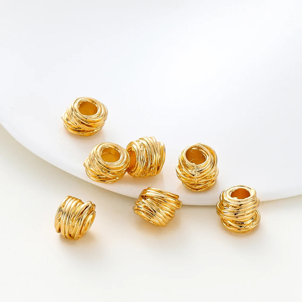 St.kunkka Gold Plated Brass Weaving Ball Spacer Beads 10Pcs Pack