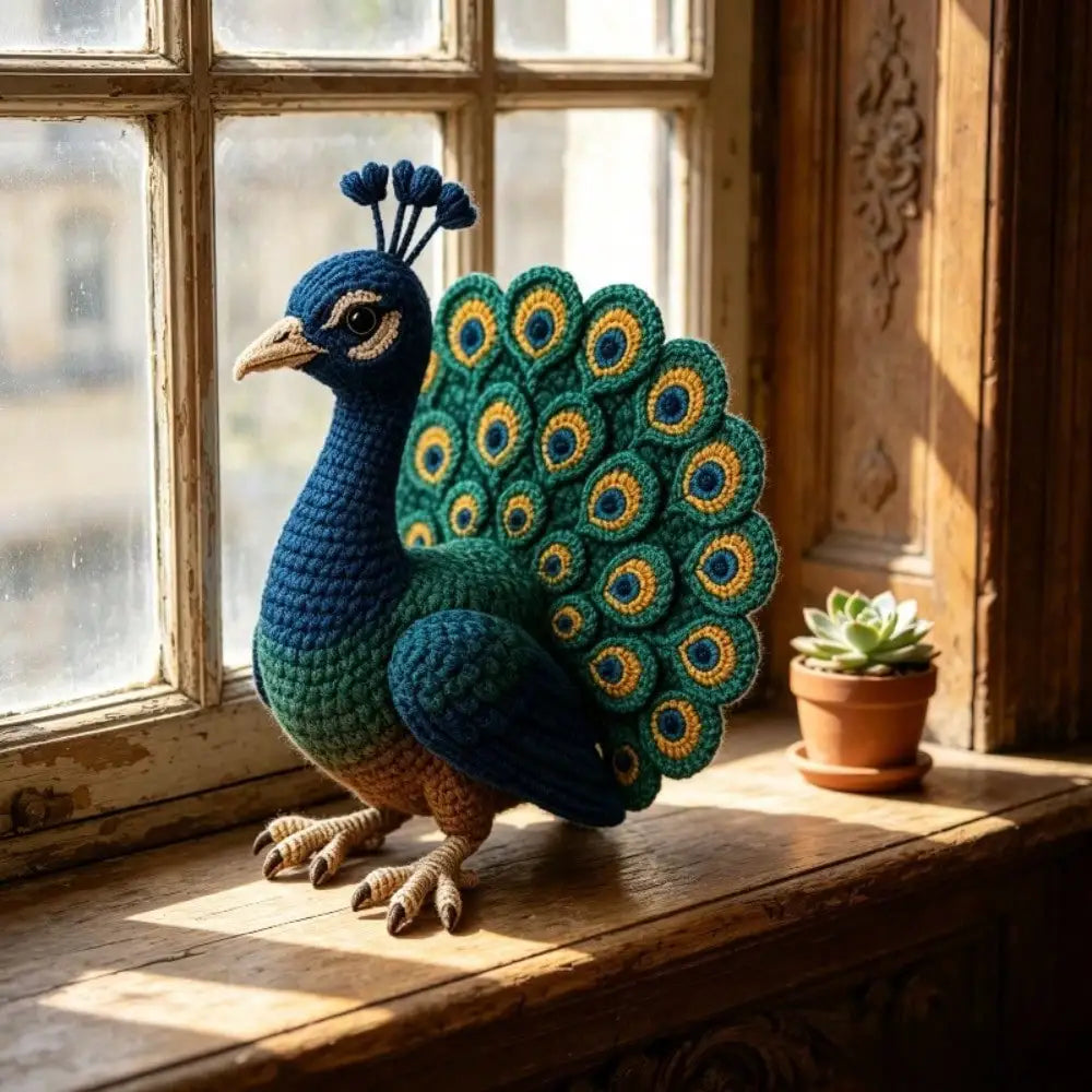 Handmade DIY Peacock Crochet Materials Kit (not a finished product; requires knitting)