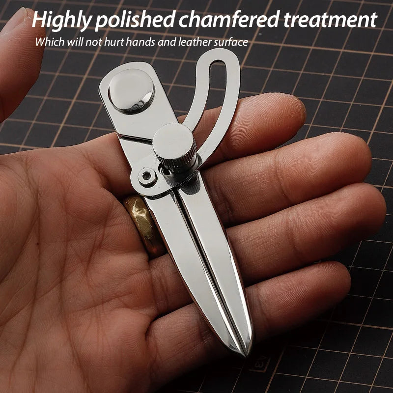 WUTA 304 Stainless Steel Leather Compass Adjustable Spacing Wing Divider Completely Polished Craft Regulation Tools DIY Scriber