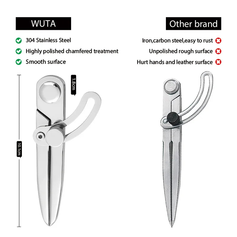 WUTA 304 Stainless Steel Leather Compass Adjustable Spacing Wing Divider Completely Polished Craft Regulation Tools DIY Scriber